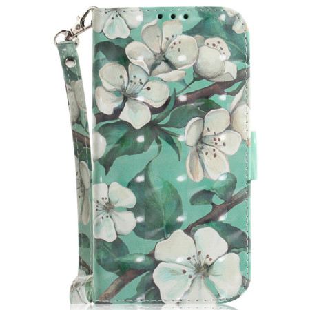 Lederhüllen iPhone 16 Pro Max Aquarellblumen Mit Riemen