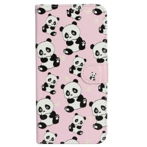 Lederhüllen iPhone 16 Pro Max Handyhülle Kleine Pandas Mit Riemen