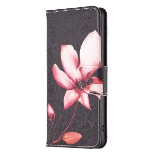 Lederhüllen iPhone 16 Pro Max Handyhülle Rosa Blume Mit Schwarzem Hintergrund