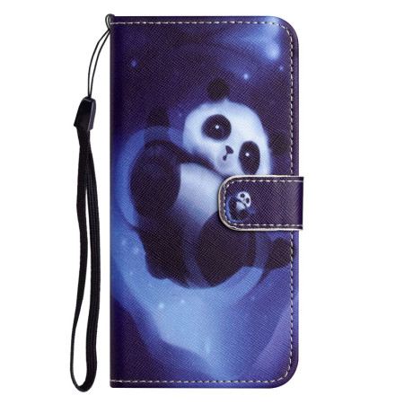 Lederhüllen iPhone 16 Pro Max Handyhülle Space Panda-gurt