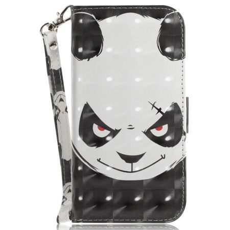 Lederhüllen iPhone 16 Pro Max Wütender Panda Mit Riemen