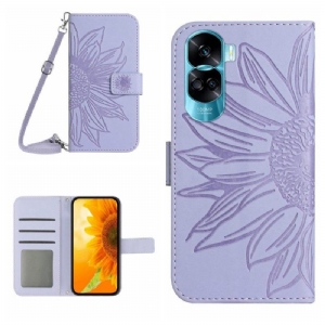 Flip Case Für Honor 90 Lite Sonnenblume Mit Schultergurt