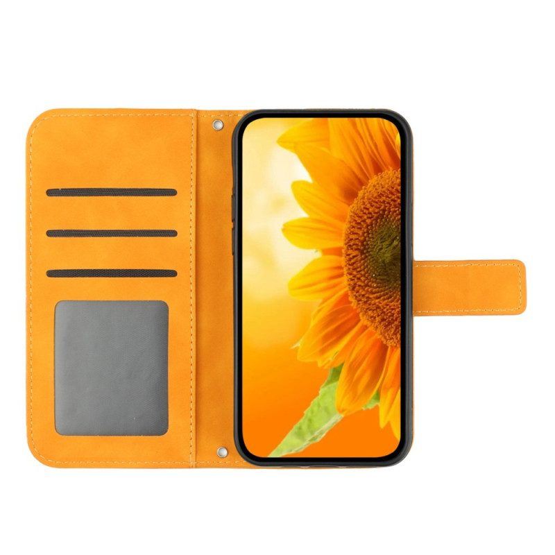 Flip Case Für Honor 90 Lite Sonnenblume Mit Schultergurt