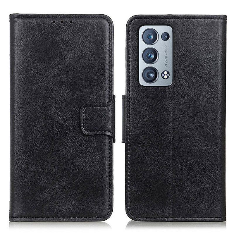 Flip Case Für Oppo Reno 6 Pro 5G Crazy Horse Schwarz