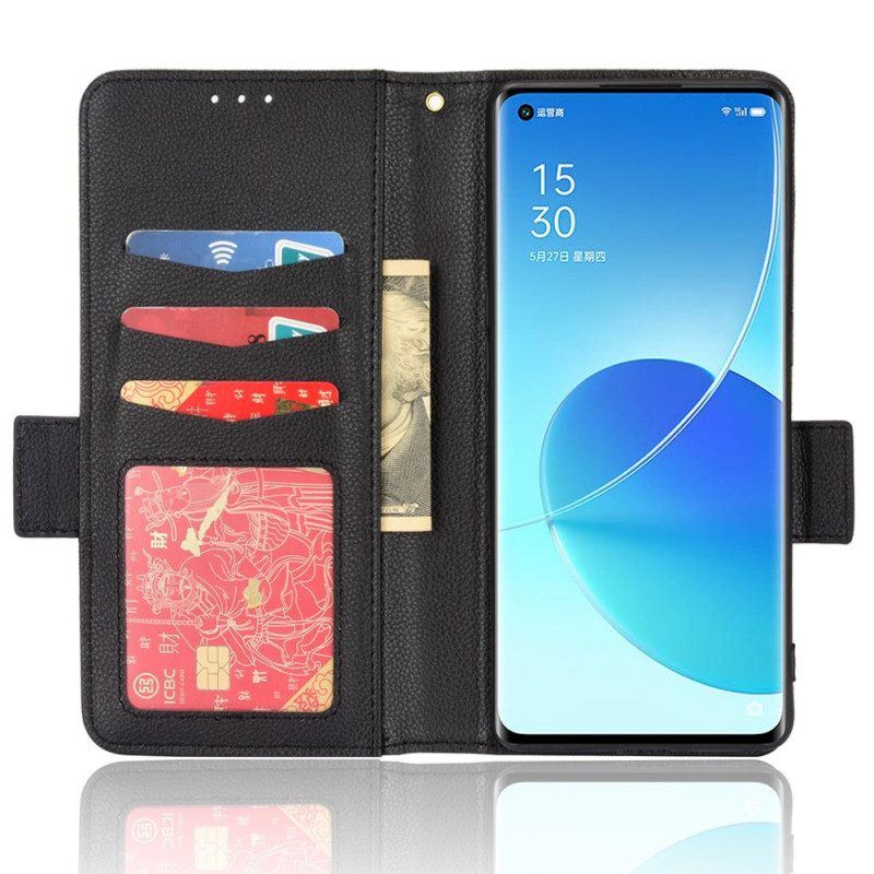 Flip Case Für Oppo Reno 6 Pro 5G Litschi-textur. Multifunktional