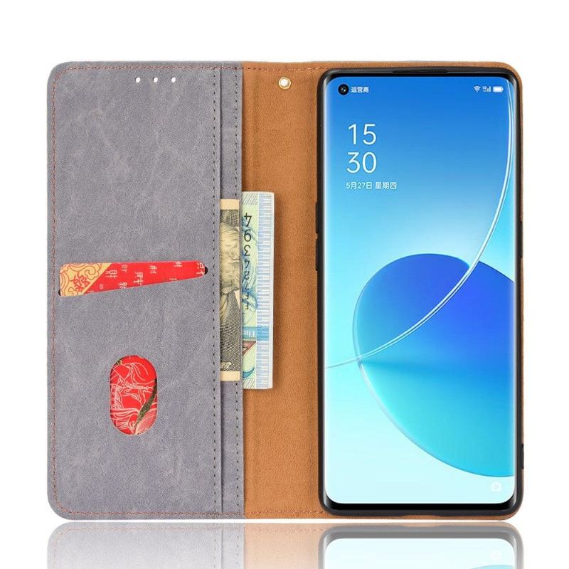 Lederhüllen Für Oppo Reno 6 Pro 5G Anti-Sturz Flip Case Retro-kunstleder