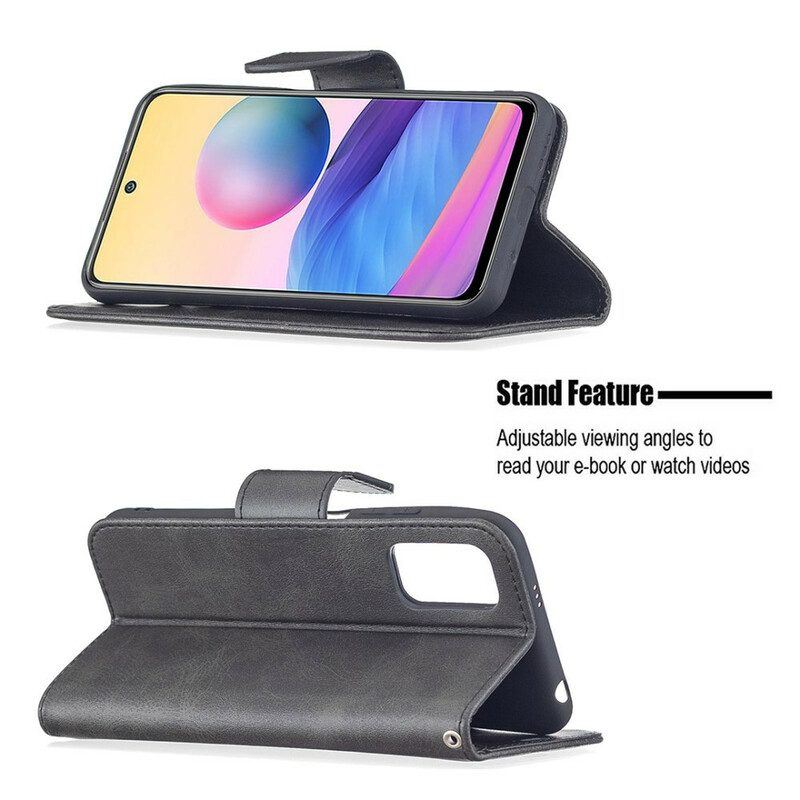 Lederhüllen Für Xiaomi Redmi Note 10 5G Flip Case Glatte Klappe Schräg