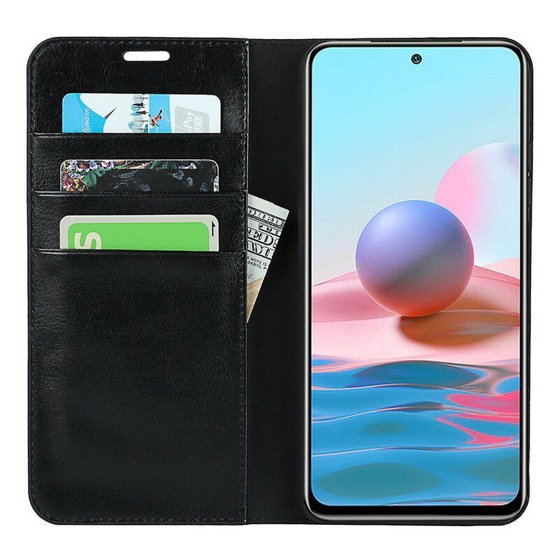 Schutzhülle Für Xiaomi Redmi Note 10 5G Flip Case Echtes Leder