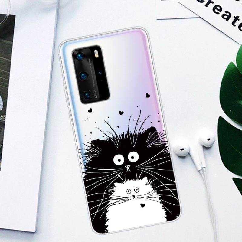 Hülle Für Huawei P40 Pro Schwarze Und Weiße Katzen