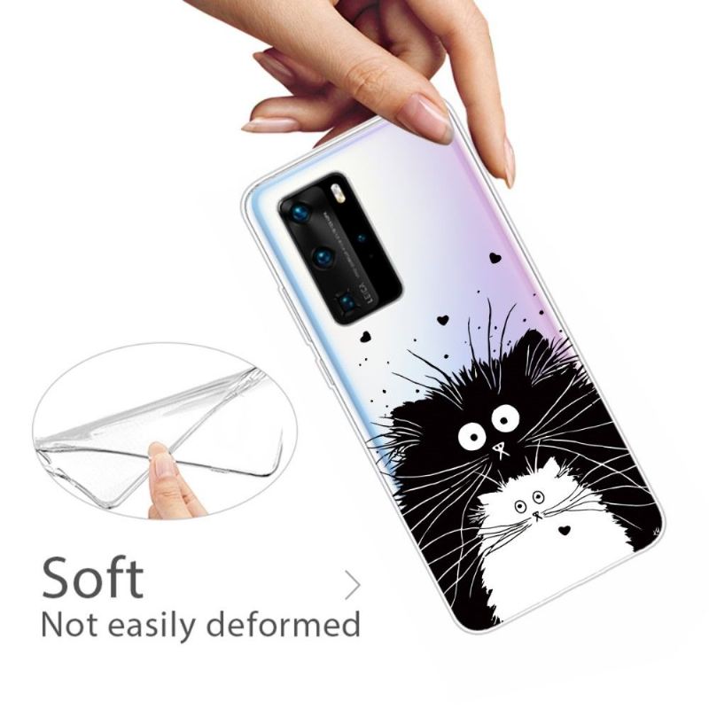 Hülle Für Huawei P40 Pro Schwarze Und Weiße Katzen