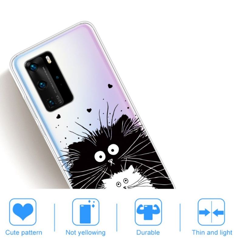 Hülle Für Huawei P40 Pro Schwarze Und Weiße Katzen