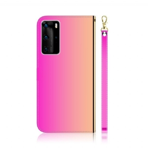 Lederhüllen Für Huawei P40 Pro Kunstleder Spiegeleffekt - Pink