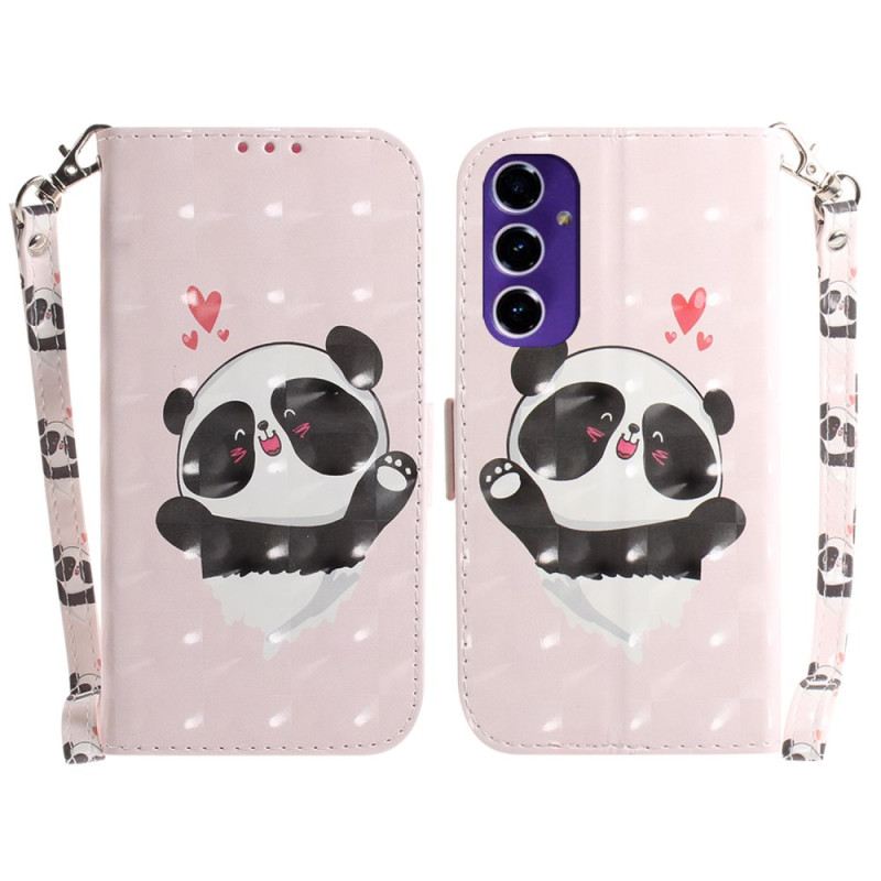 Lederhüllen Für Samsung Galaxy A16 5g Panda Love Mit Riemen