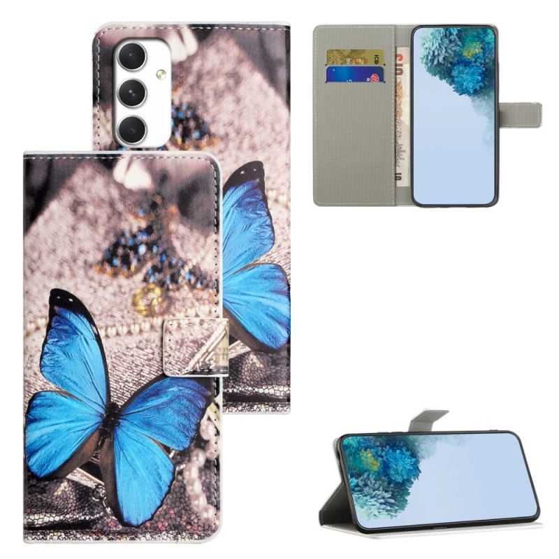 Lederhüllen Samsung Galaxy A16 5g Blauer Schmetterling