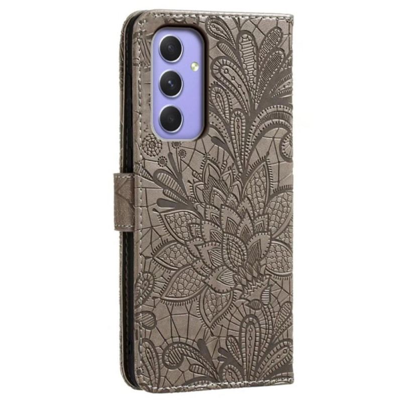 Lederhüllen Samsung Galaxy A16 5g Handyhülle Blumenmuster Und Riemen