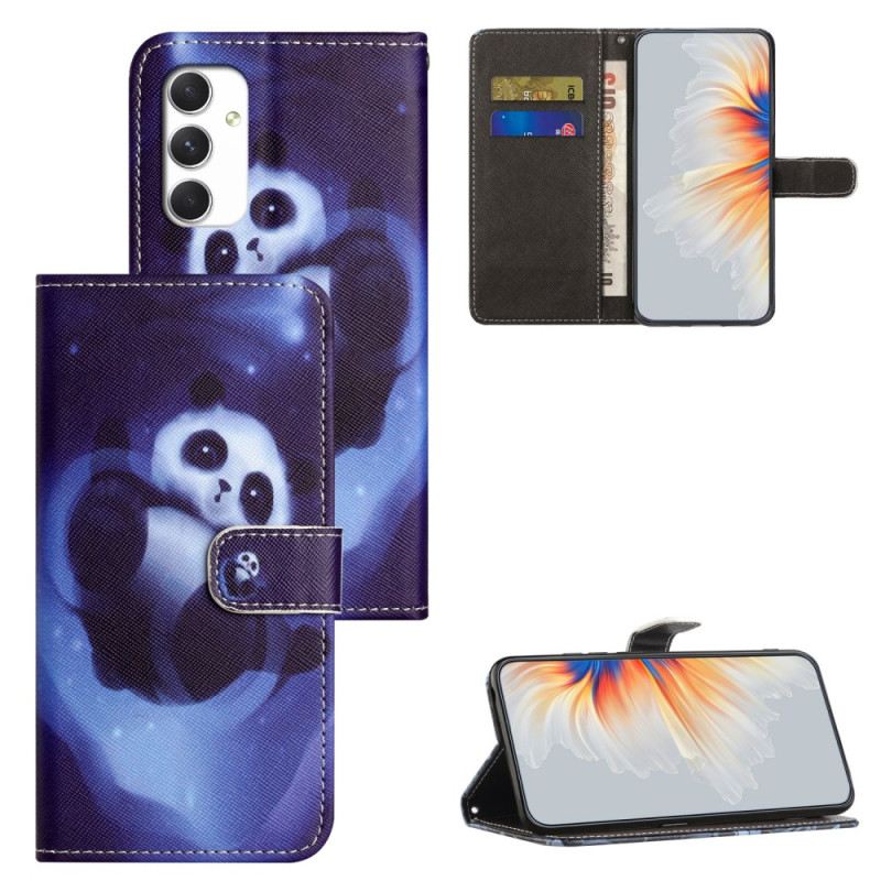 Lederhüllen Samsung Galaxy A16 5g Handyhülle Panda-weltraum