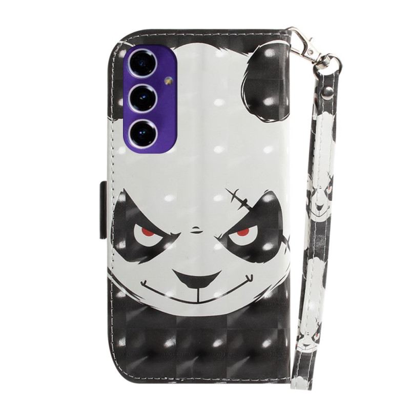 Lederhüllen Samsung Galaxy A16 5g Handyhülle Wütender Panda Mit Riemen