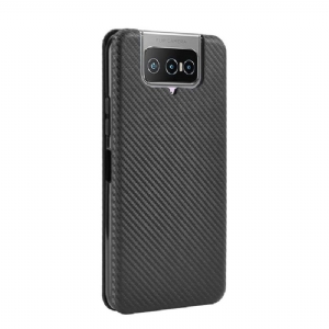 Flip Case Für Asus Zenfone 7 / Zenfone 7 Pro Kohlefaser-effekt