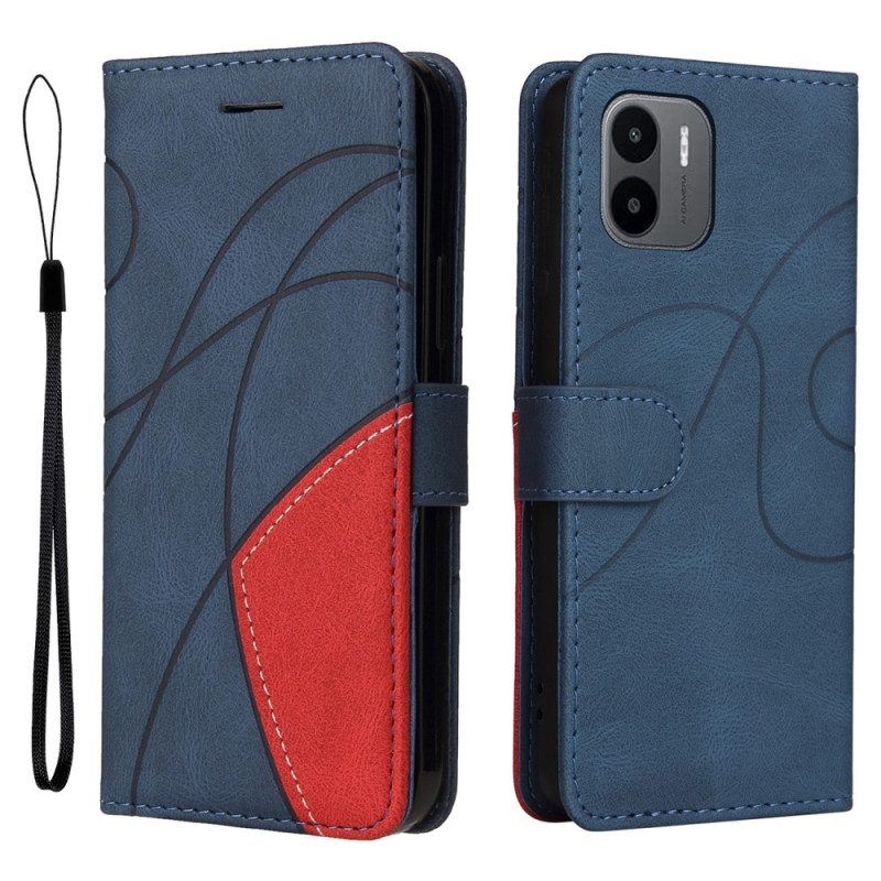 Flip Case Für Xiaomi Redmi A1 Zweifarbiges. Charakteristisches Kunstleder