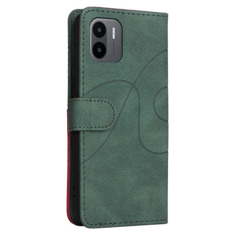 Flip Case Für Xiaomi Redmi A1 Zweifarbiges. Charakteristisches Kunstleder