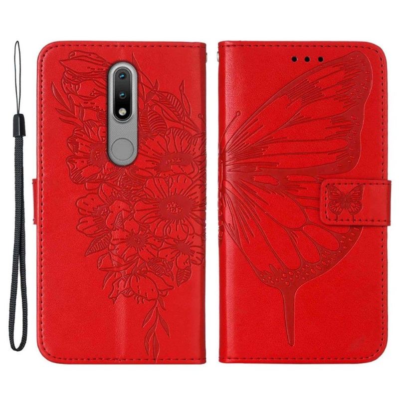 Flip Case Für Nokia 2.4 Schmetterlingsblumen-kartenhalter