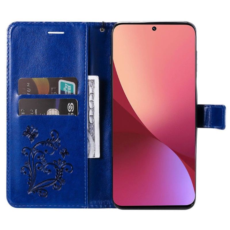 Flip Case Für Xiaomi 12 Unterstützungsfunktion Schmetterlinge