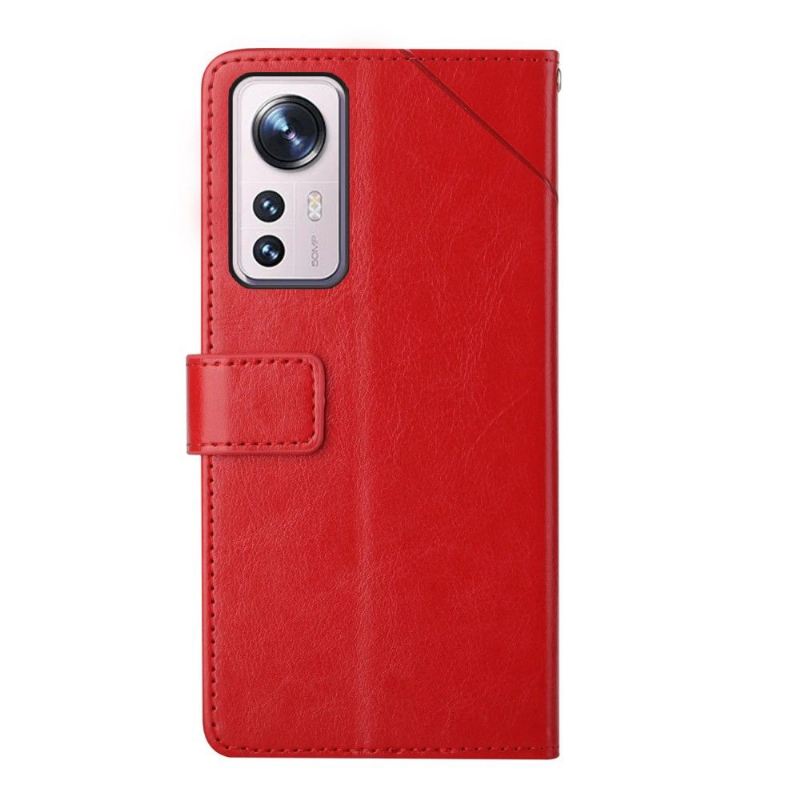 Flip Case Für Xiaomi 12 Y-linien Ledereffekt