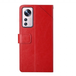 Flip Case Für Xiaomi 12 Y-linien Ledereffekt