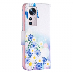 Lederhüllen Für Xiaomi 12 Schmetterling Und Gänseblümchen