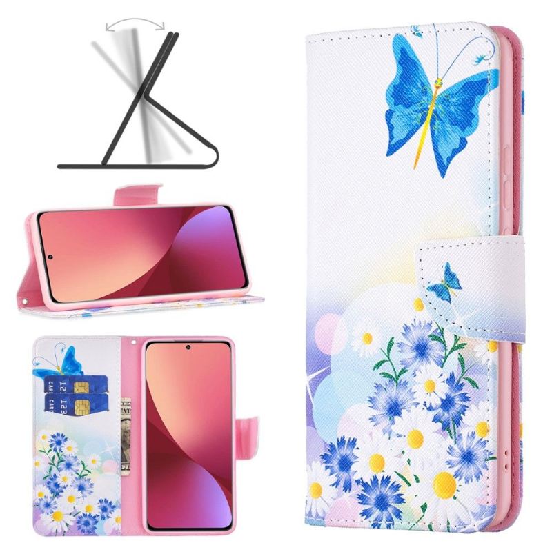 Lederhüllen Für Xiaomi 12 Schmetterling Und Gänseblümchen