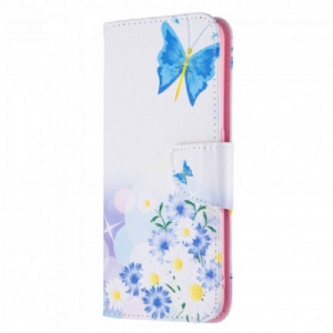 Flip Case Für Oppo A94 5G Bemalte Schmetterlinge Und Blumen