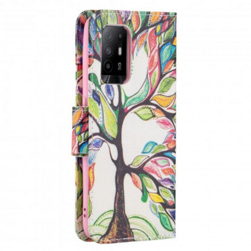 Flip Case Für Oppo A94 5G Bunter Baum