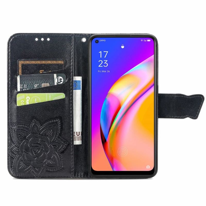 Flip Case Für Oppo A94 5G Geprägter Schmetterling