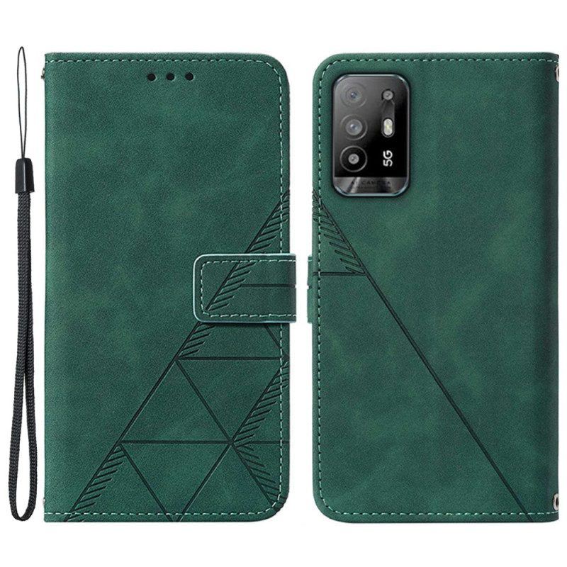 Flip Case Für Oppo A94 5G Kunstleder Mit Riemen