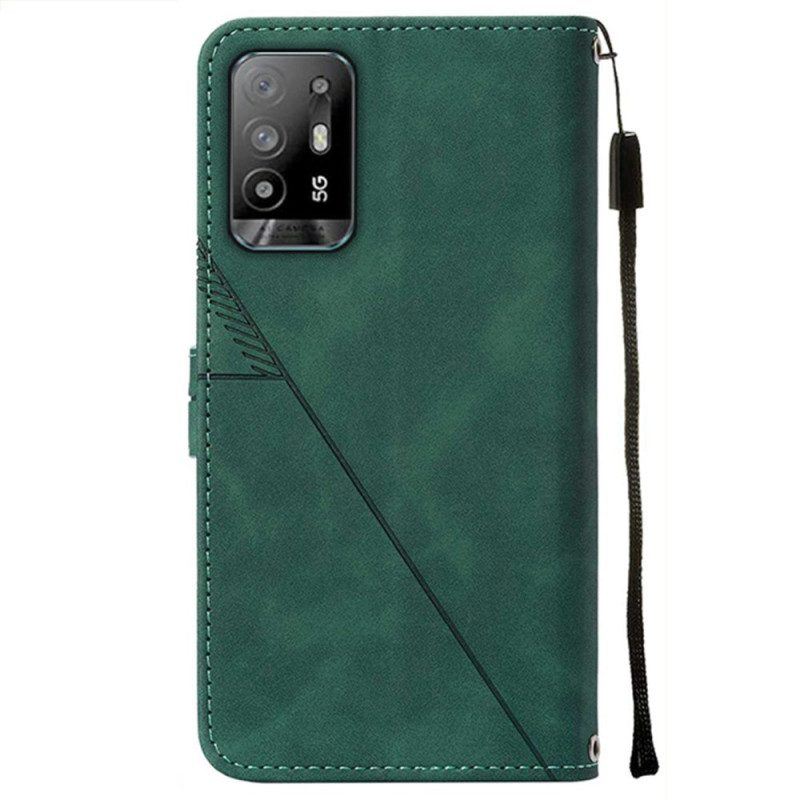 Flip Case Für Oppo A94 5G Kunstleder Mit Riemen