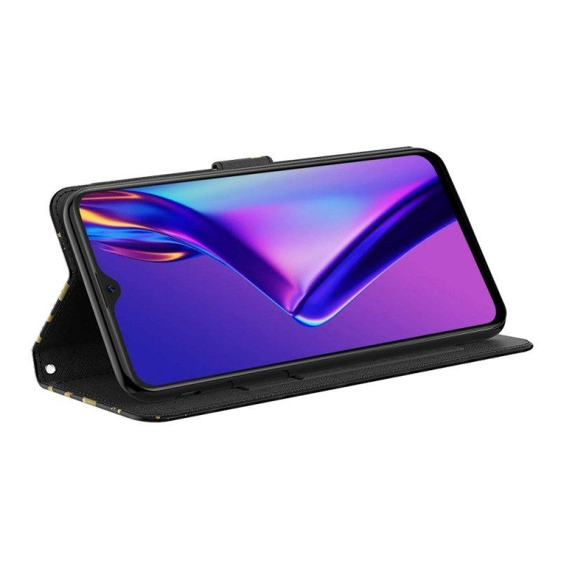 Flip Case Für Oppo A94 5G Schmetterling Mit Schlüsselband