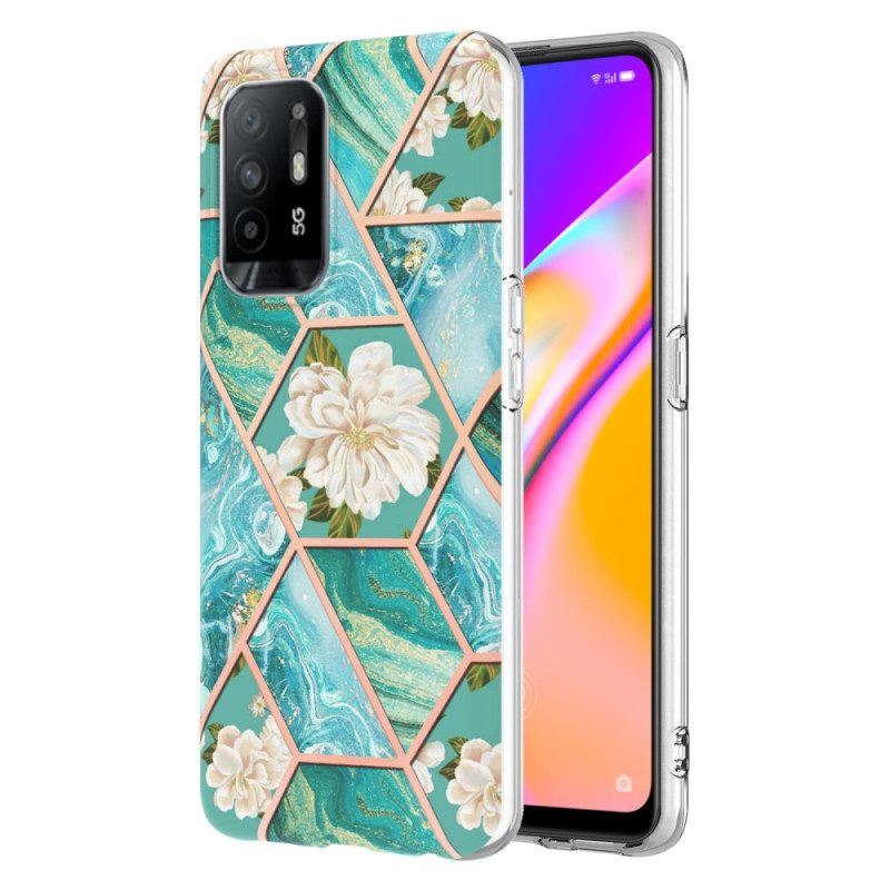 Hülle Für Oppo A94 5G Bunter Geometrischer Marmor