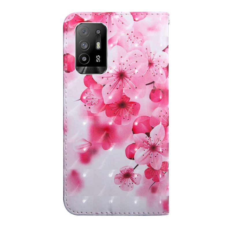 Lederhüllen Für Oppo A94 5G Rosenblüten Mit Schlüsselband