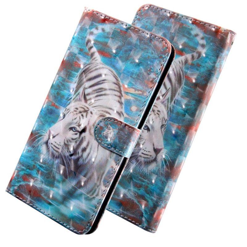 Lederhüllen Für Oppo A94 5G Tiger-kunstleder Mit Schlüsselband