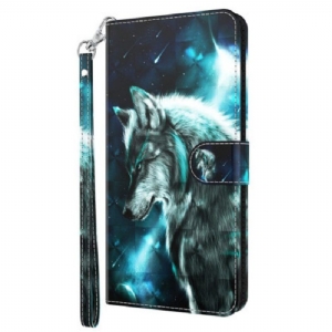 Lederhüllen Für Oppo A94 5G Wolf Mit Schlüsselband