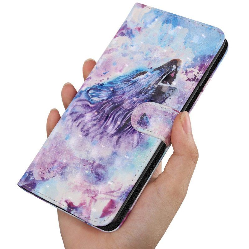 Lederhüllen Für Oppo A94 5G Wolf Mit Schlüsselband