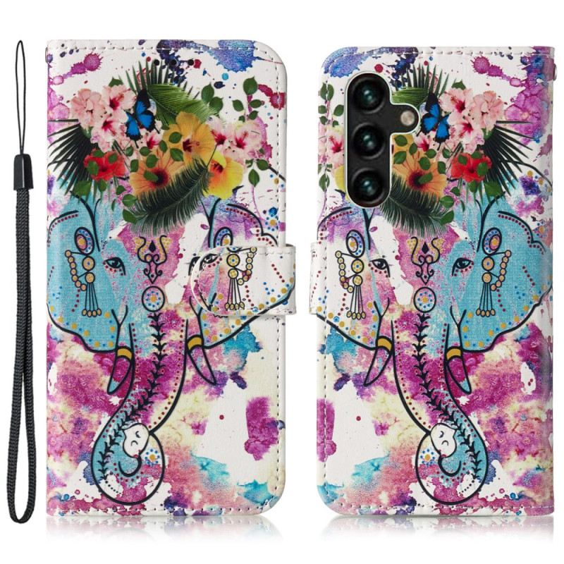 Lederhüllen Samsung Galaxy S24 Fe Blume Und Elefant