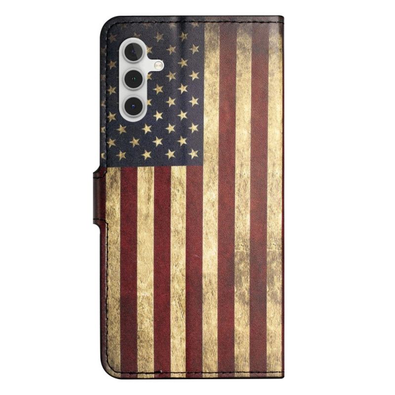 Lederhüllen Samsung Galaxy S24 Fe Handyhülle Amerikanische Flagge Im Vintage-stil