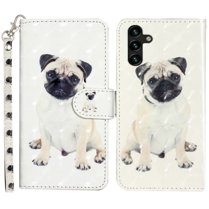 Lederhüllen Samsung Galaxy S24 Fe Handyhülle Lanyard-hund