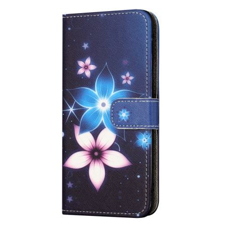 Lederhüllen Samsung Galaxy S24 Fe Handyhülle Mondblumen Mit Riemen