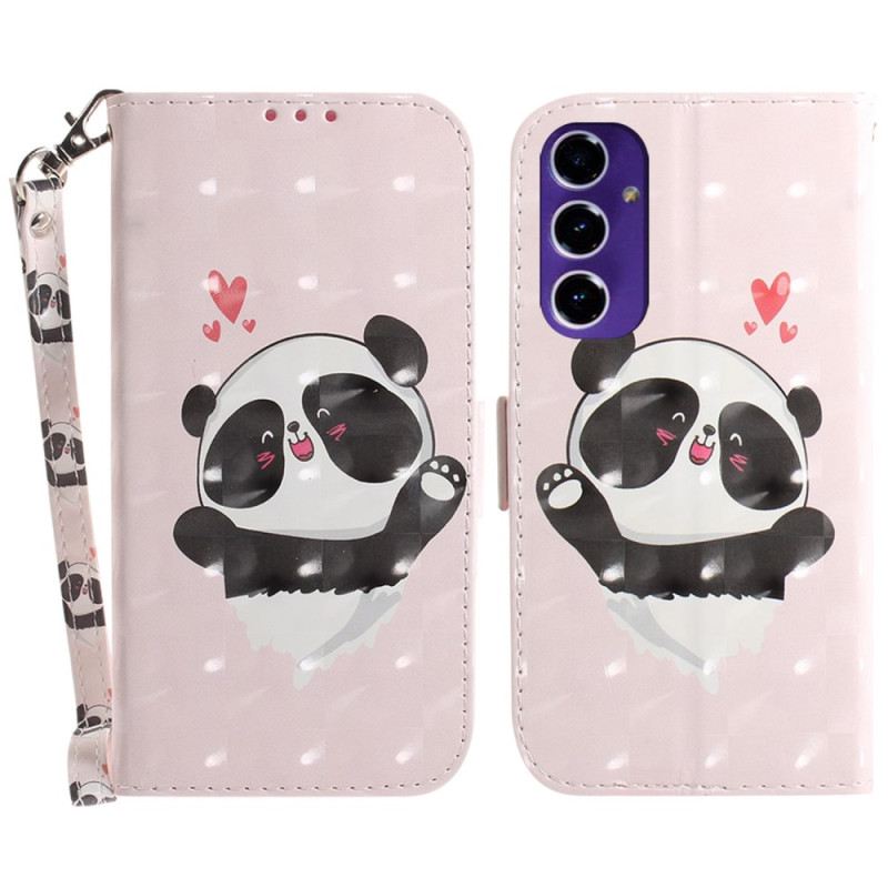 Lederhüllen Samsung Galaxy S24 Fe Panda Love Mit Riemen