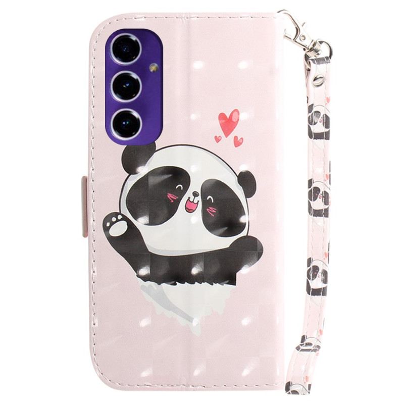 Lederhüllen Samsung Galaxy S24 Fe Panda Love Mit Riemen