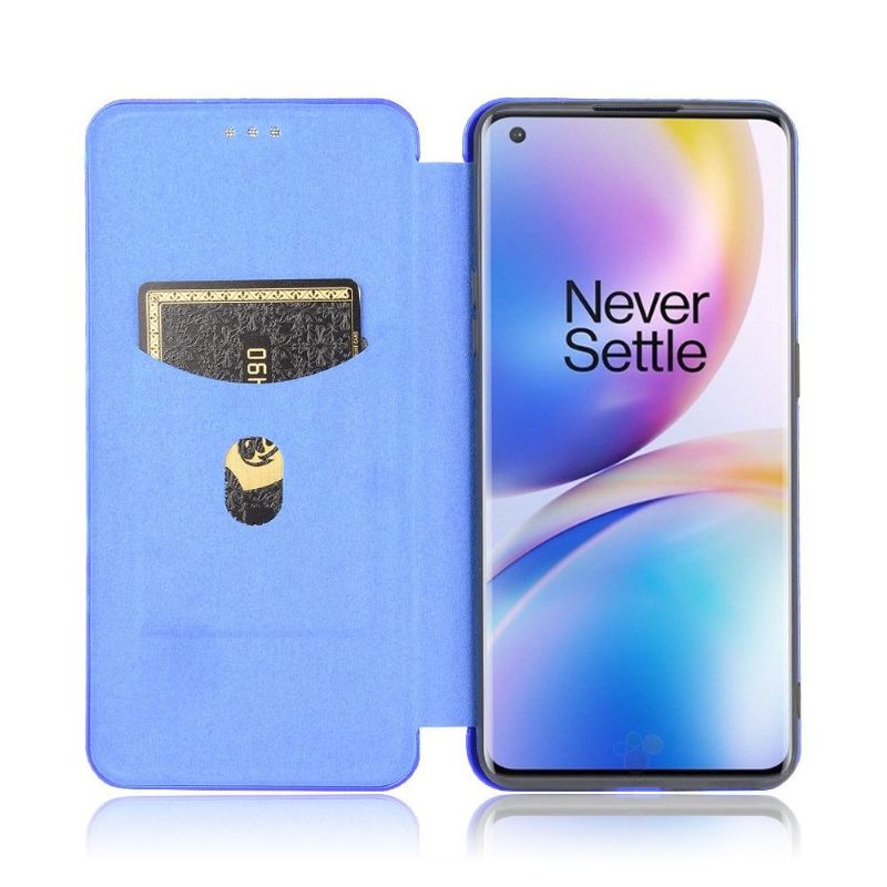 Lederhüllen Für OnePlus 8 Pro Schutzhülle Kohlefaser-effekt - Blau