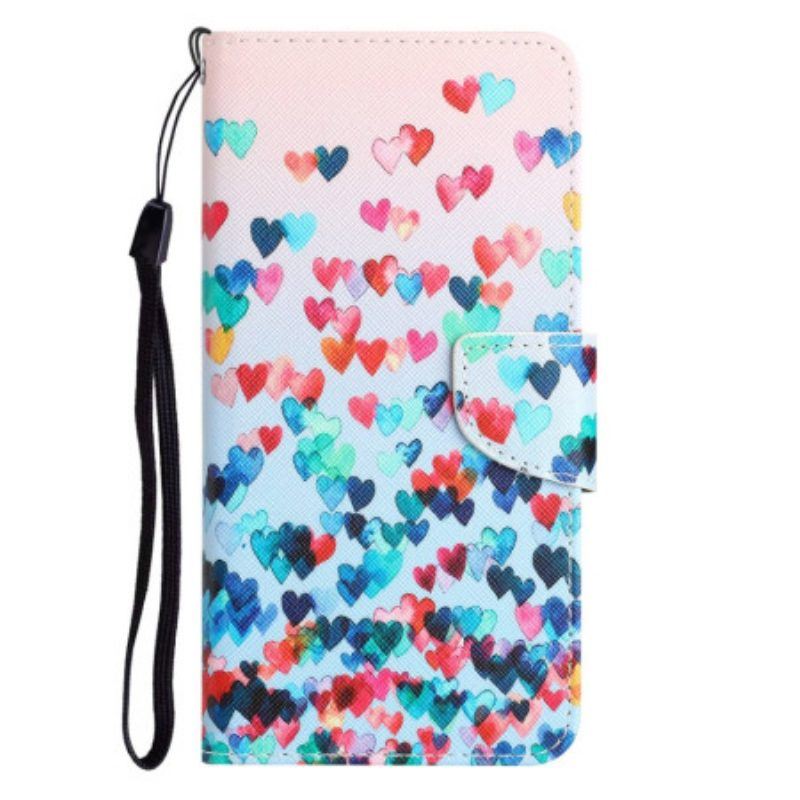 Flip Case Für Samsung Galaxy S23 Plus 5G Mit Kordel Nur Strappy Hearts