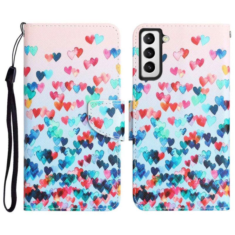 Flip Case Für Samsung Galaxy S23 Plus 5G Mit Kordel Nur Strappy Hearts